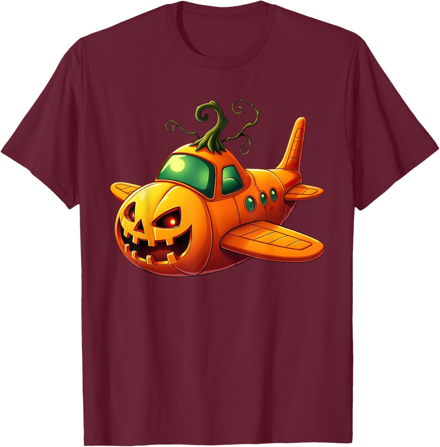 Funny Airplane Pumpkin Pilot Lovers Halloween Boys Kids T-Shirt - T-Shirt | Maroon