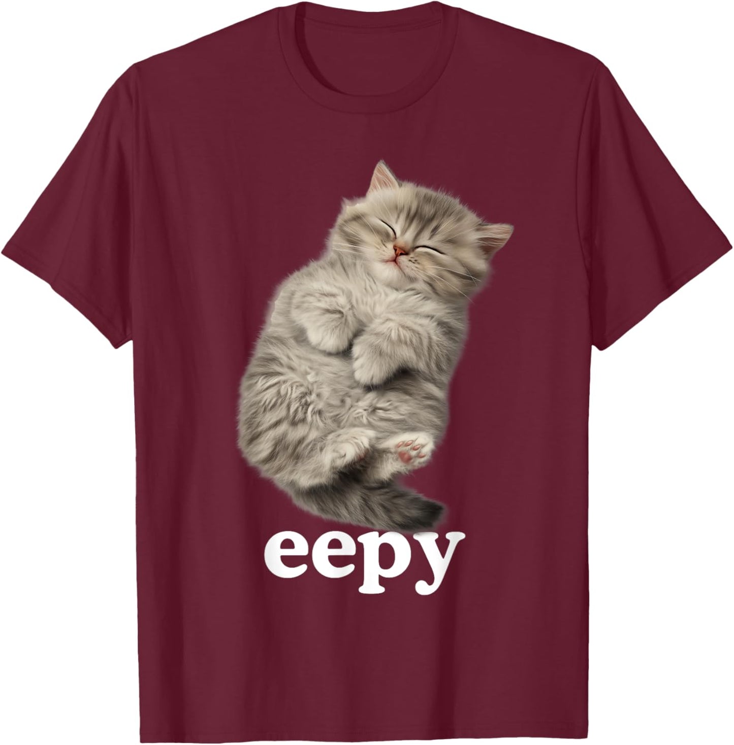 Eepy Cat, Silly Sleepy Cat Meme Cute Fluffy cat Lovers Men Women Kids T-Shirt - T-Shirt | Maroon