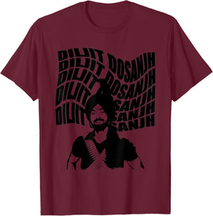 Retro Poster Diljit Dosanjh T-Shirt - T-Shirt | Maroon