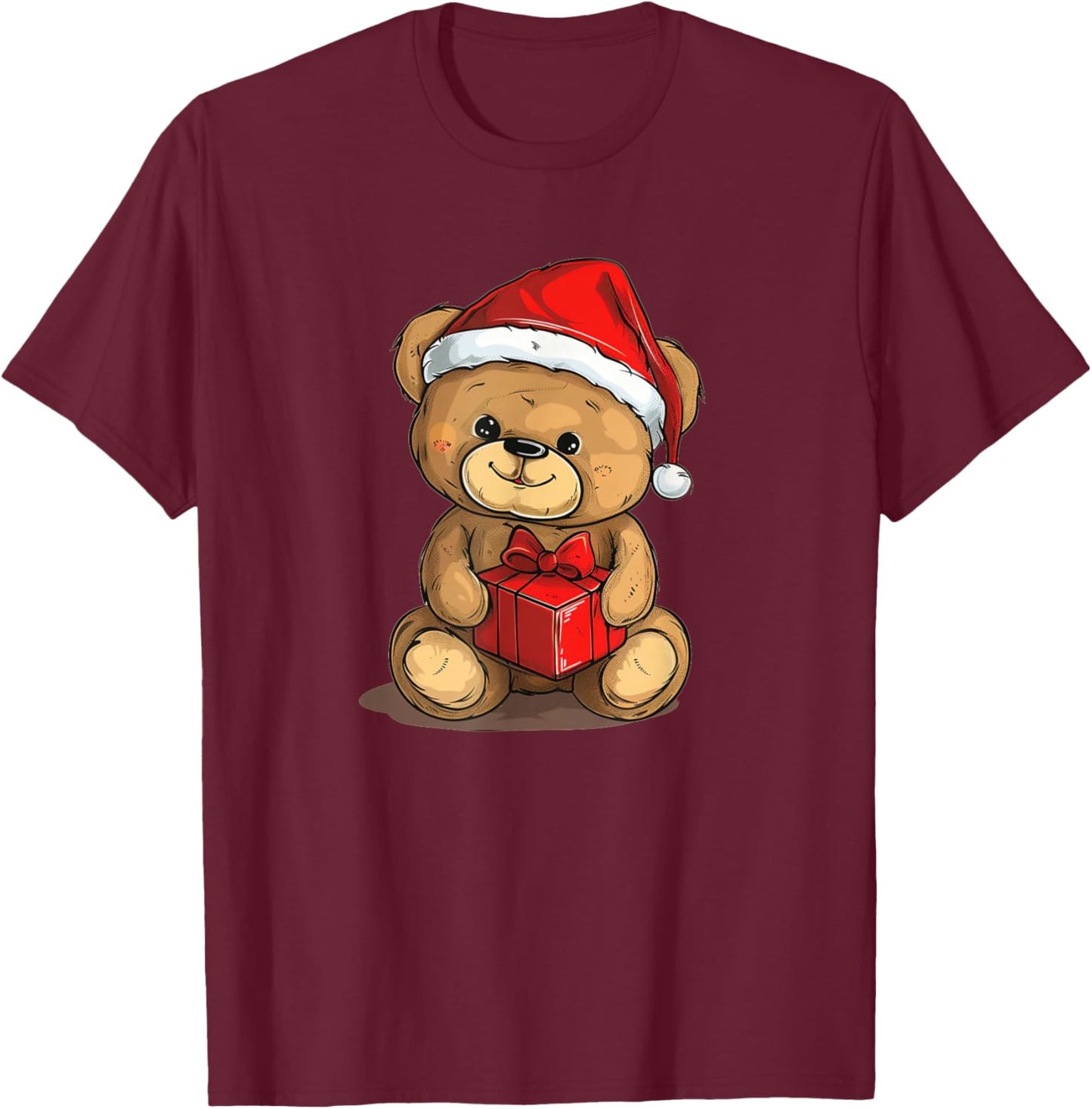 Cute Christmas Teddy Bear Costume for Festive Season T-Shirt - T-Shirt | Maroon