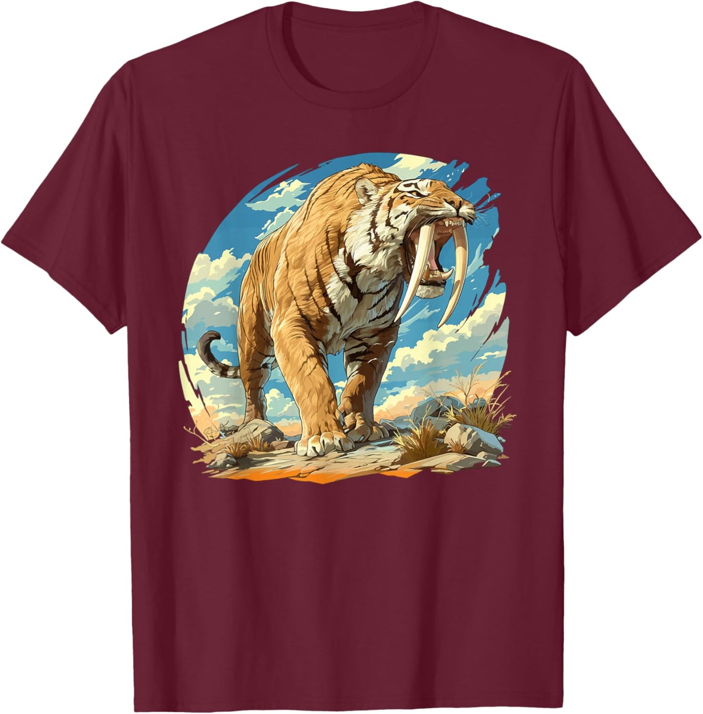 Saber-Toothed Tigers Saber-Toothed Tiger T-Shirt - T-Shirt | Maroon