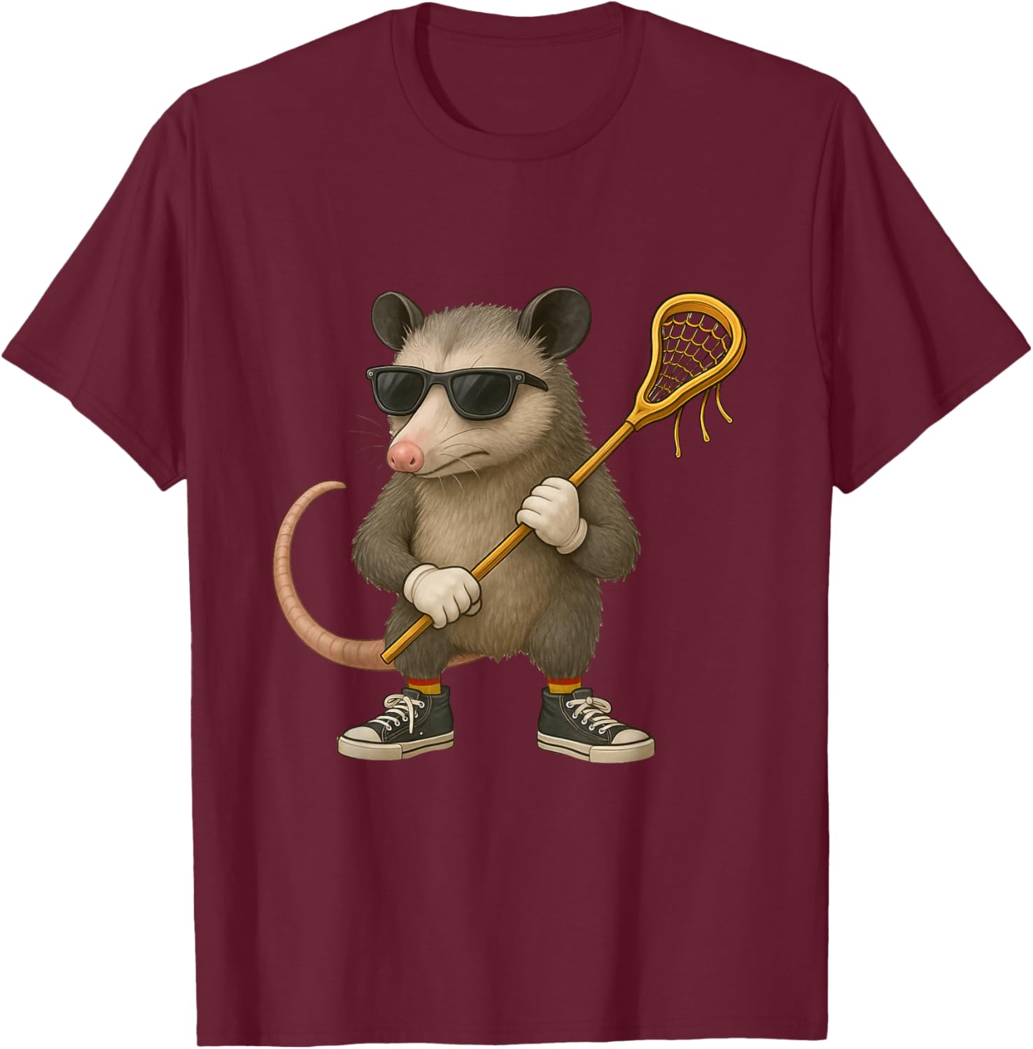Funny Lacrosse LAX Possum Kids Men Women Lacrosse Player T-Shirt - T-Shirt | Maroon