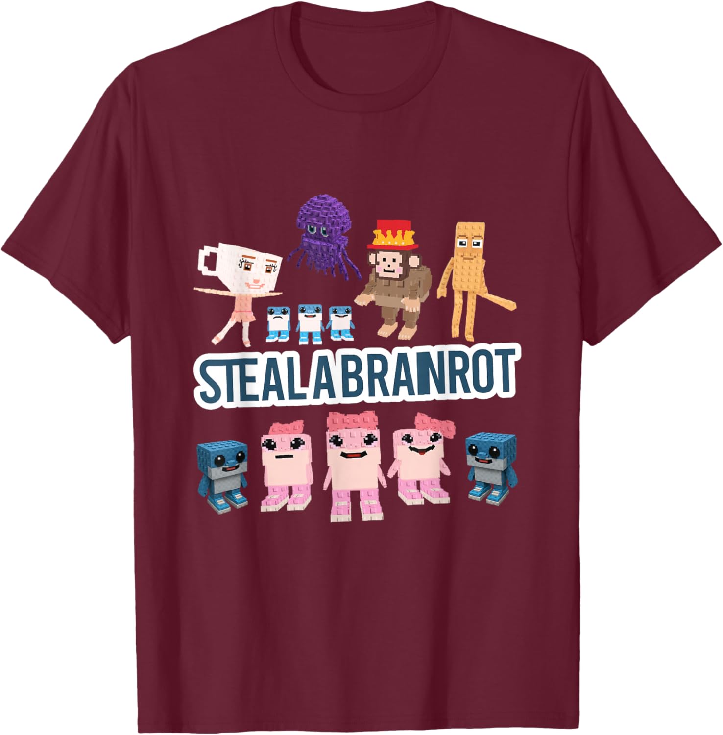 Steal a Brain Rot Shirt Funny Gamer Design T-Shirt - T-Shirt | Maroon