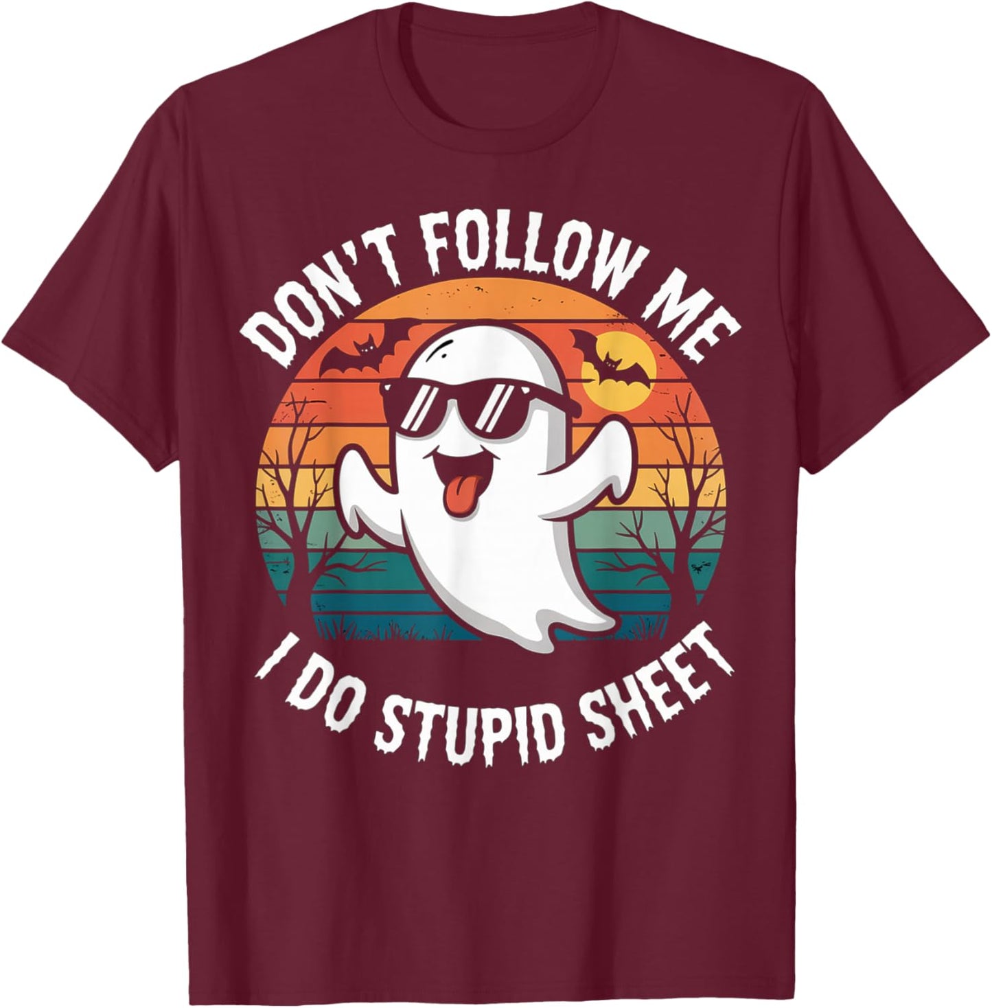 Ghost Retro Halloween Costume Men Women T-Shirt - T-Shirt | Maroon