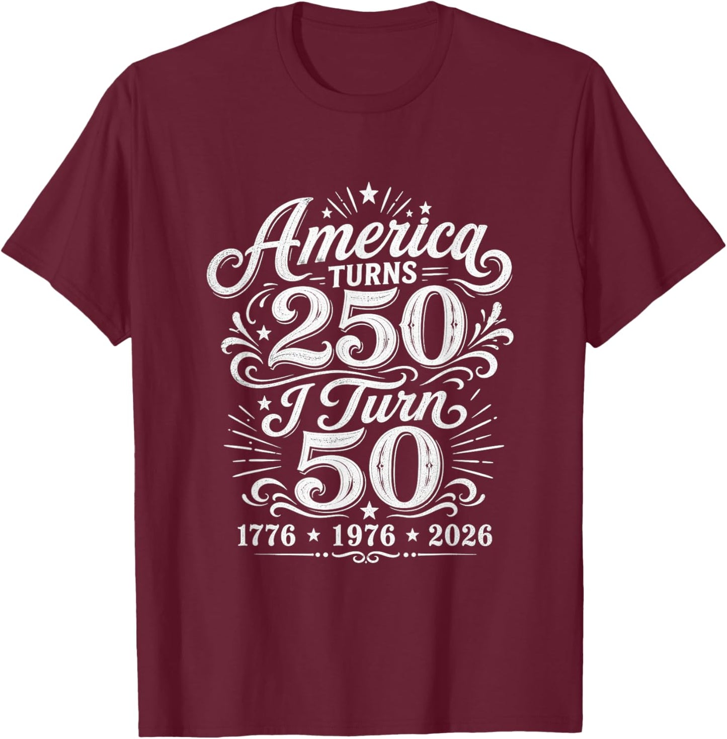 America Turns 250 2026 USA Anniversary Vintage T-Shirt - T-Shirt | Maroon
