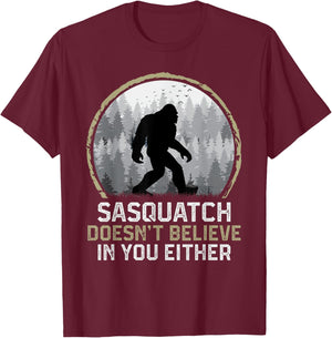 Sasquatch Cryptid Outdoors Funny Men Women Sasquatch Bigfoot T-Shirt - T-Shirt | Maroon