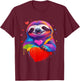 Colorful Sloth - Rainbow Sloth Heart Animal Lover T-Shirt - T-Shirt | Maroon