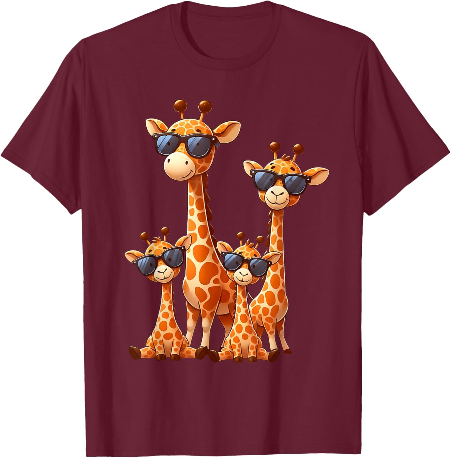 Giraffe Family Sunglasses Safari Zoo Animal Lover Giraffes T-Shirt - T-Shirt | Maroon