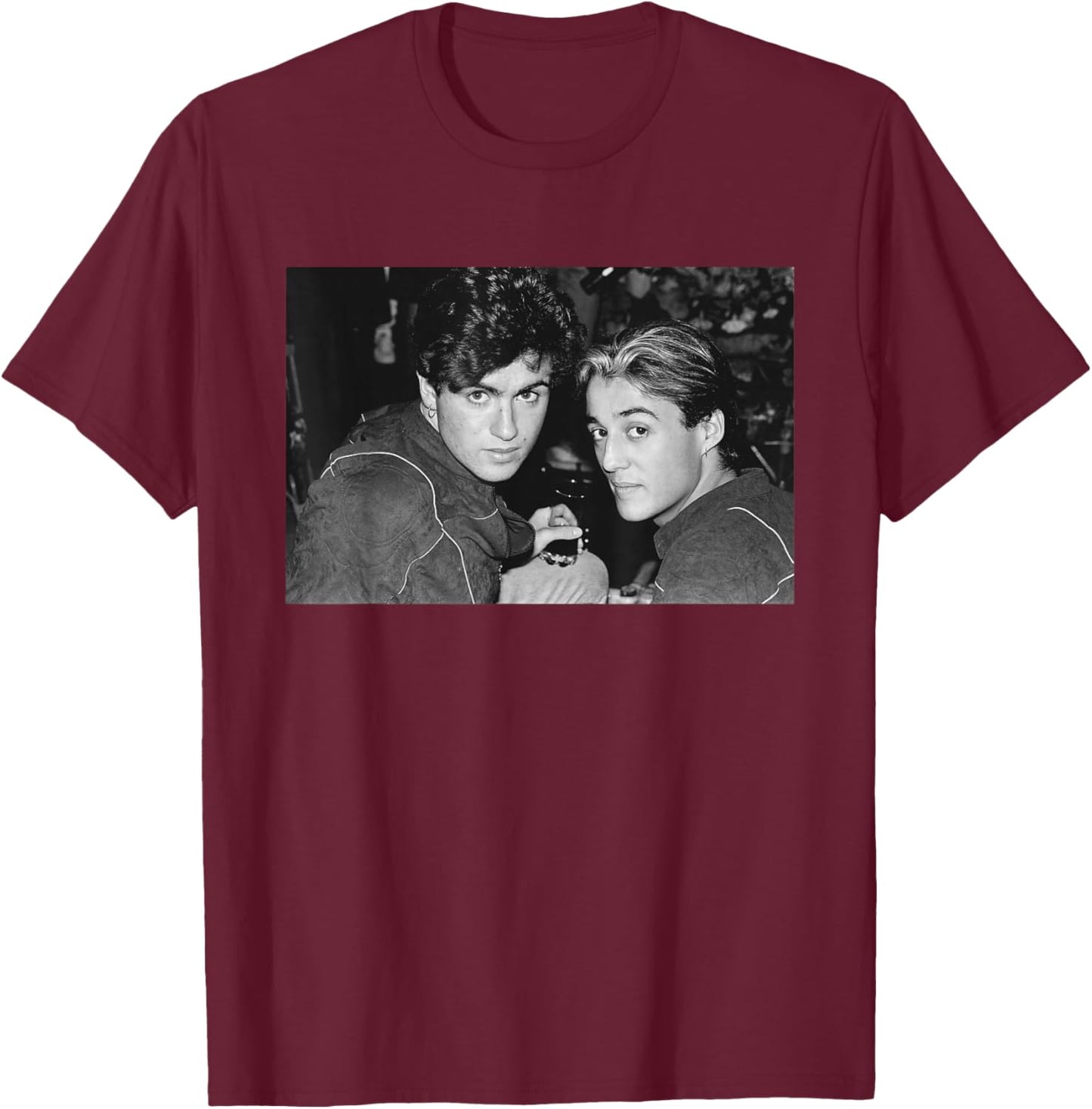 Wham! Club Fantastic Tour George Michael Andrew Ridgeley T-Shirt - T-Shirt | Maroon
