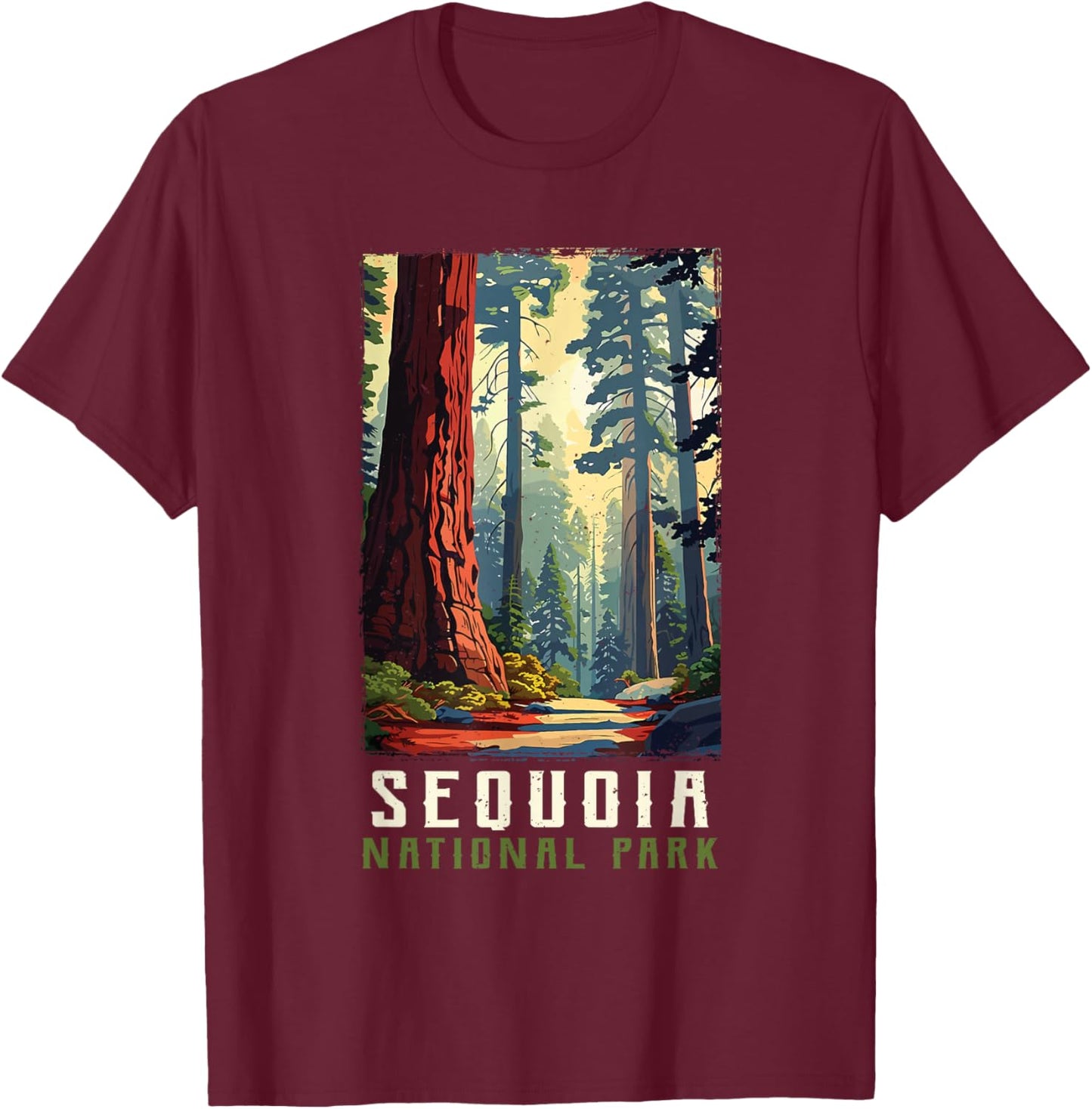 Retro Vintage Sequoia National Park for kids Hiking Camping T-Shirt - T-Shirt | Maroon