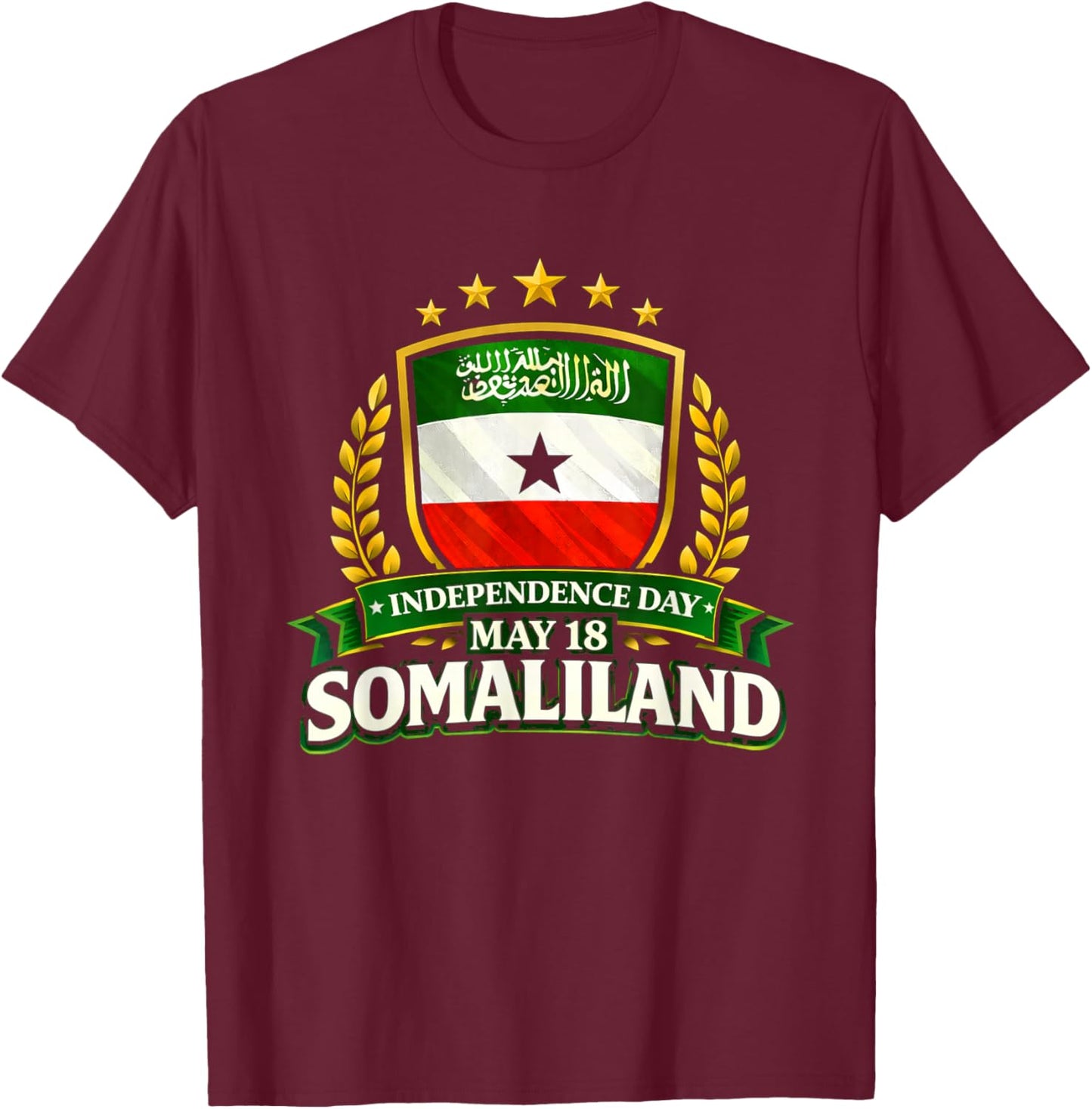 Somaliland Independence Day May 18 Flag Design T-Shirt - T-Shirt | Maroon