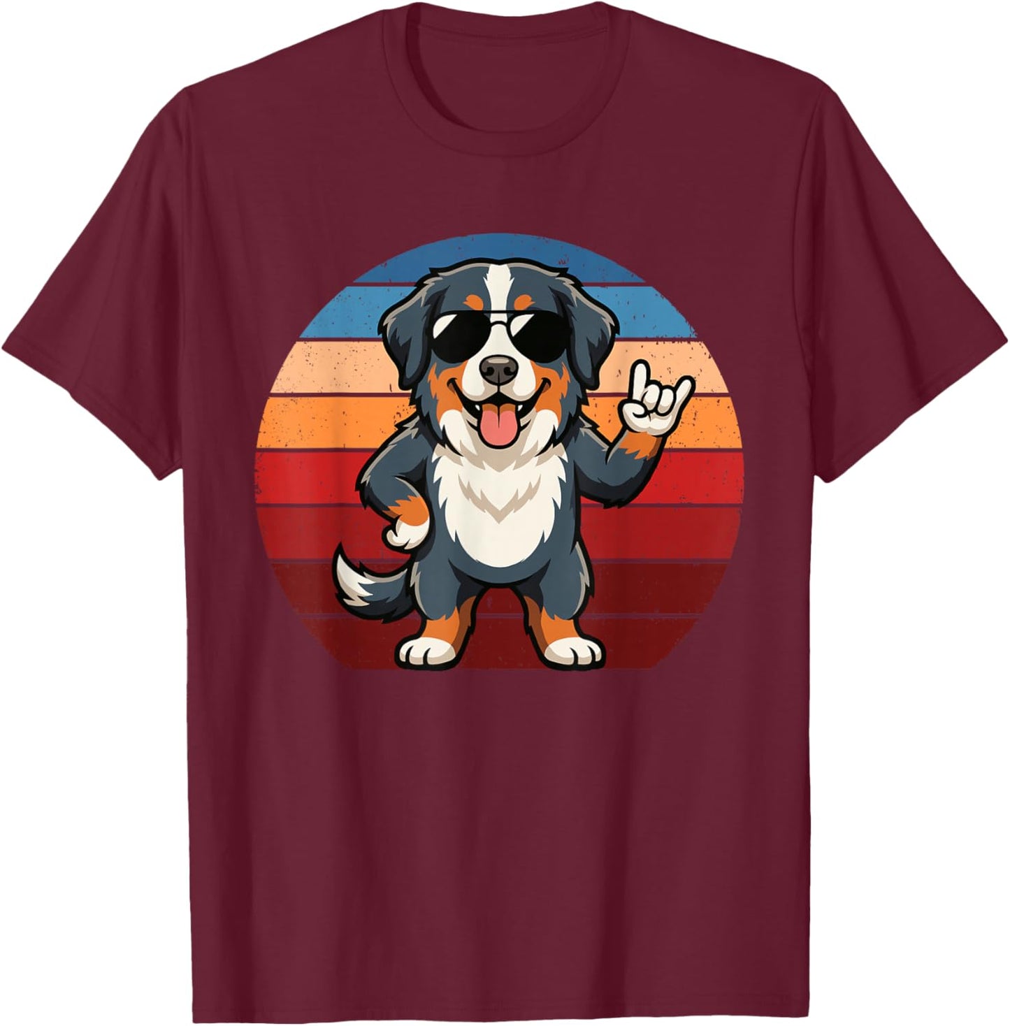 Retro Bernese Mountain Dog Mom Funny Bernese Mountain Dog T-Shirt - T-Shirt | Maroon
