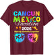 Cancun Mexico Vacation Beach 2026 Trip Group Squad Colorful T-Shirt - T-Shirt | Maroon