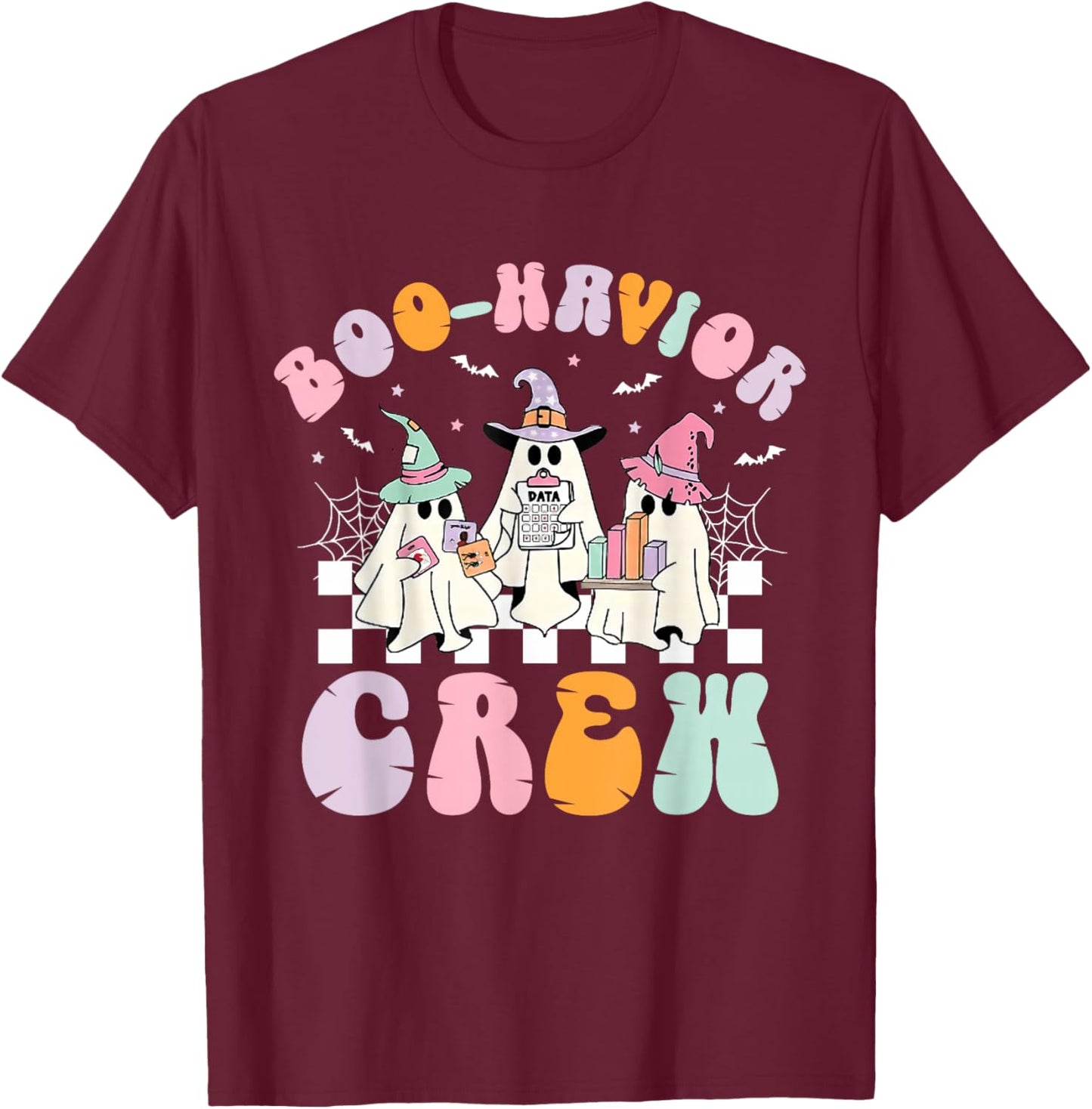 Retro Boo-Havior Crew Behavior Analyst Halloween RBT T-Shirt - T-Shirt | Maroon