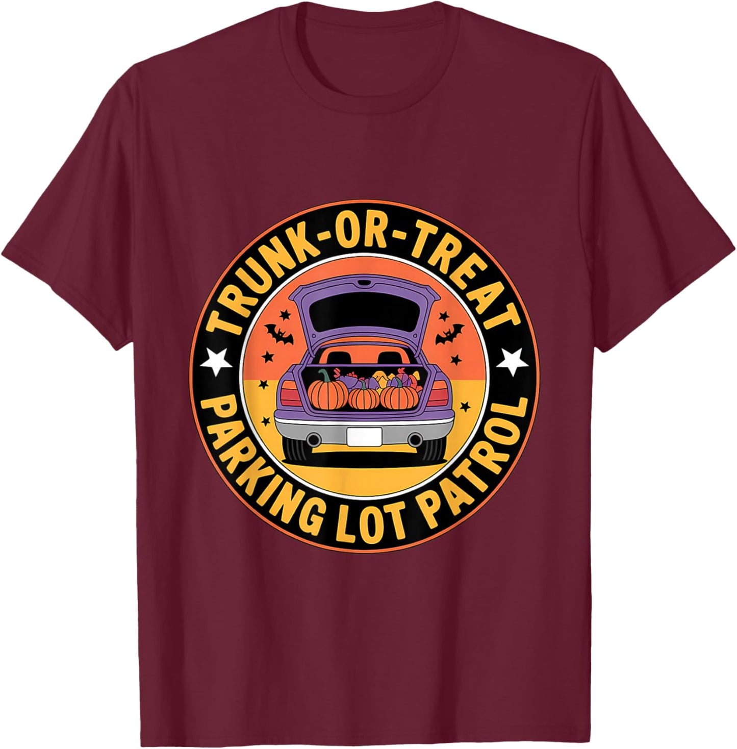 Trunk or Treat Parking Lot Patrol Squad Halloween T-Shirt - T-Shirt | Maroon