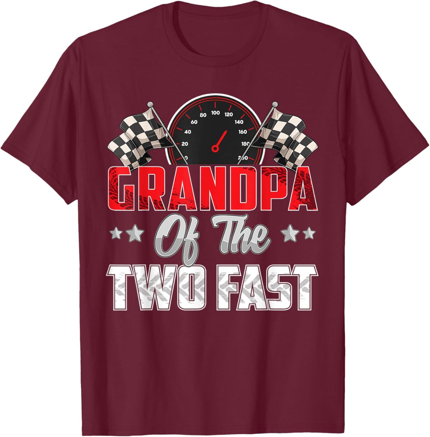 2 year old racing car two fast birthday 2nd Family Grandpa T-Shirt - T-Shirt | Maroon