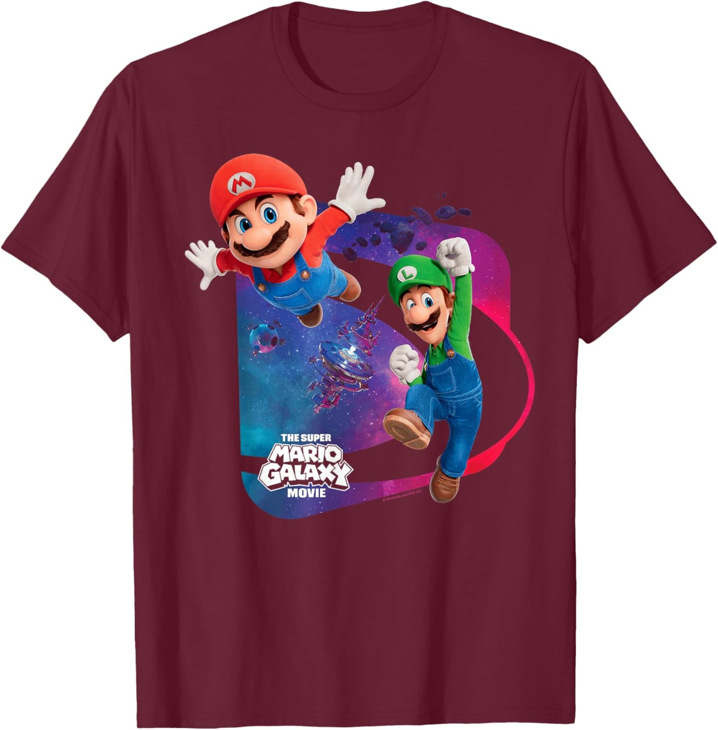 The Super Mario Galaxy Movie Mario & Luigi Adventure T-Shirt - T-Shirt | Maroon