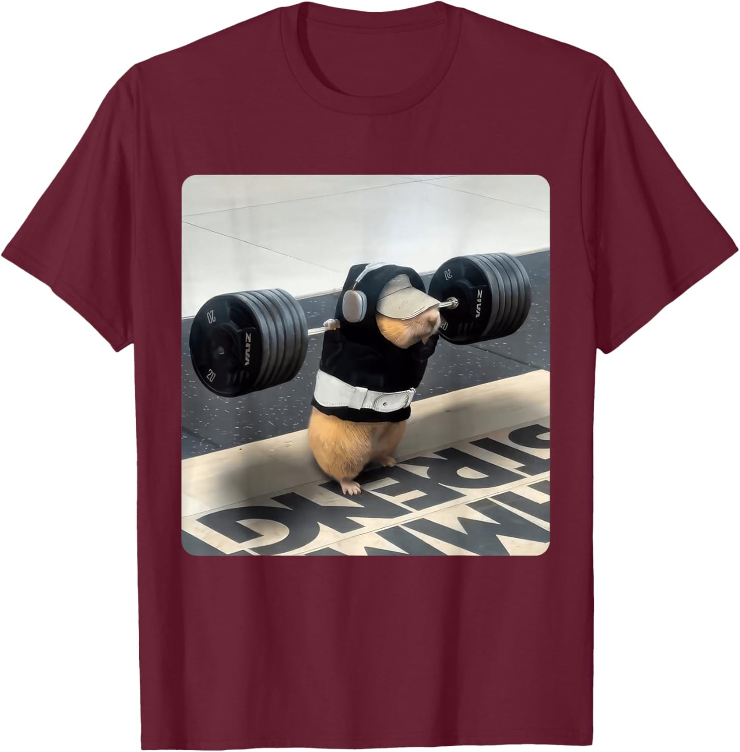 Hamster Gym Squad Funny Cute Rat Weight Lifting Leg Day T-Shirt - T-Shirt | Maroon