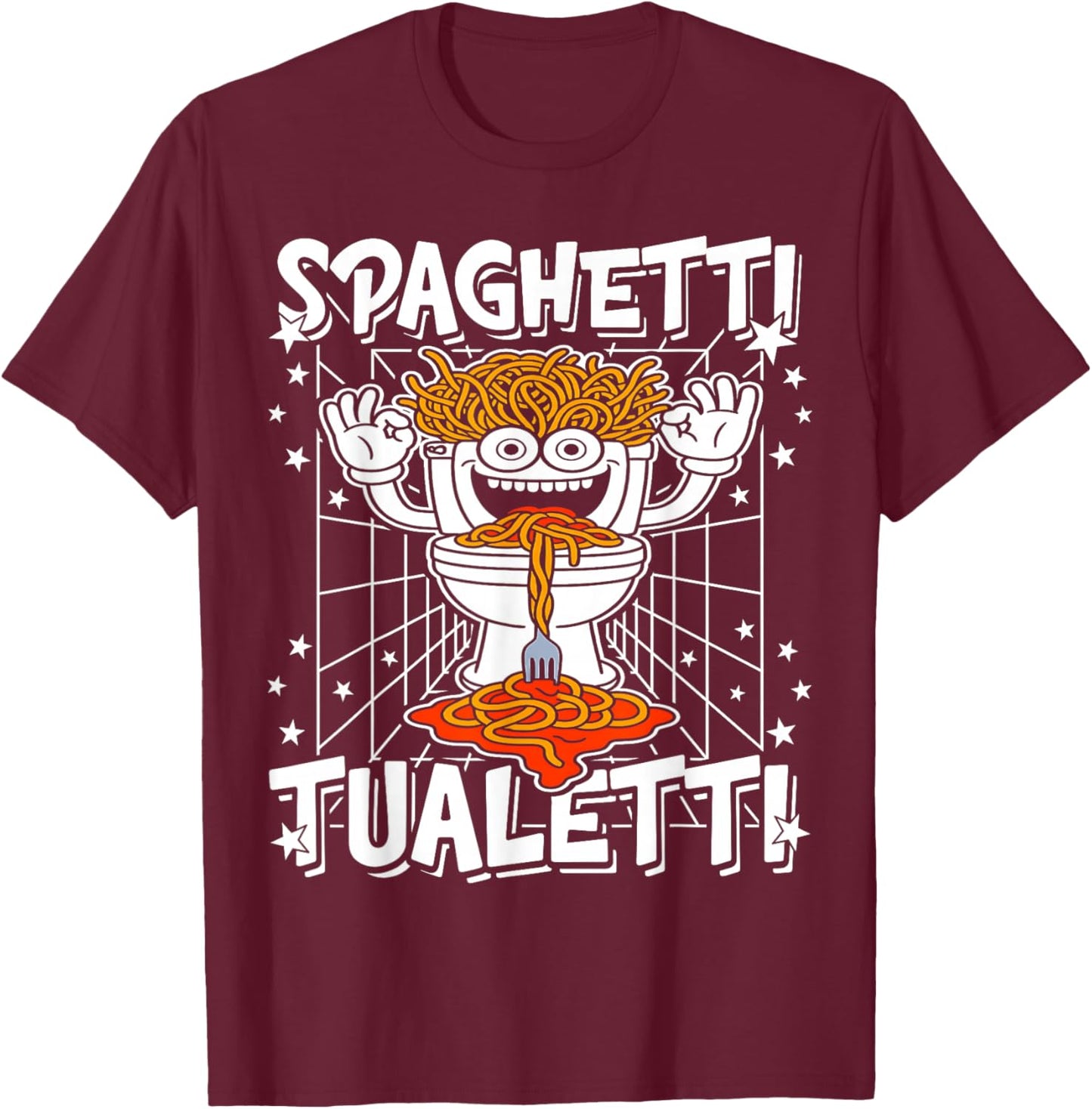 Spaghetti-Tualetti Italian-Brainrot Funny Gen Z Meme Toilet T-Shirt - T-Shirt | Maroon