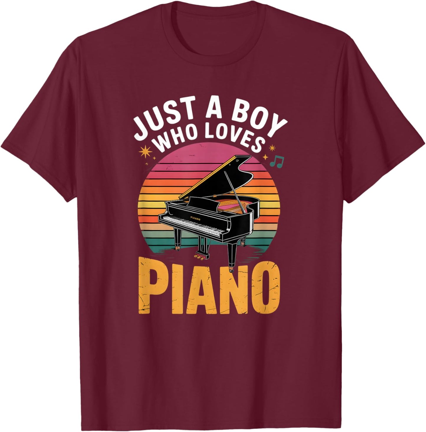 Boys Piano T-Shirt - T-Shirt | Maroon
