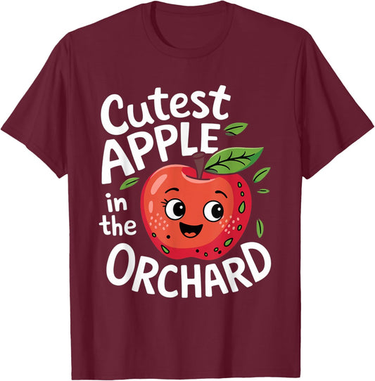 Funny Cutest Apple In The Orchard Apple Picking Kids Toddler T-Shirt - T-Shirt | Maroon