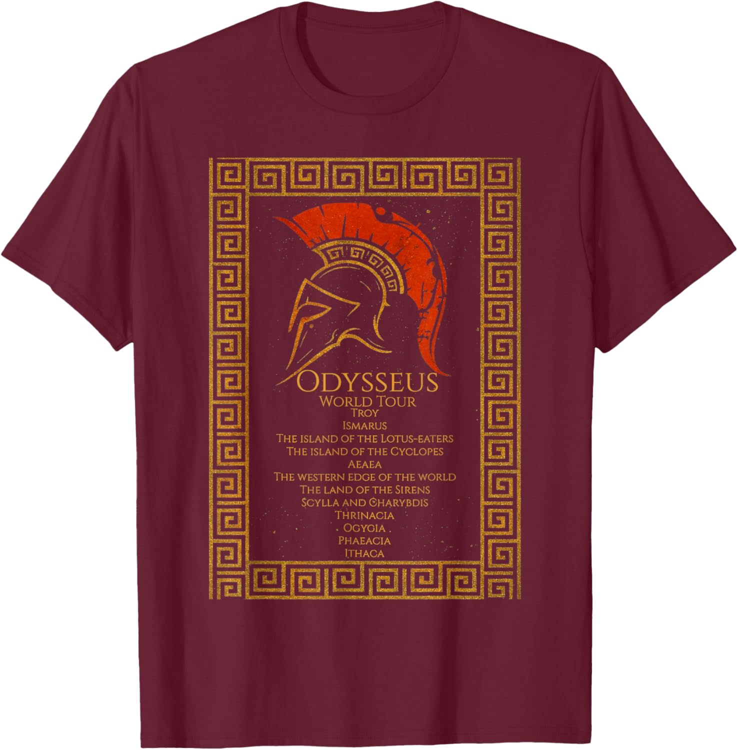 Odysseus World Tour Ancient Greek Mythology Odyssey T-Shirt - T-Shirt | Maroon