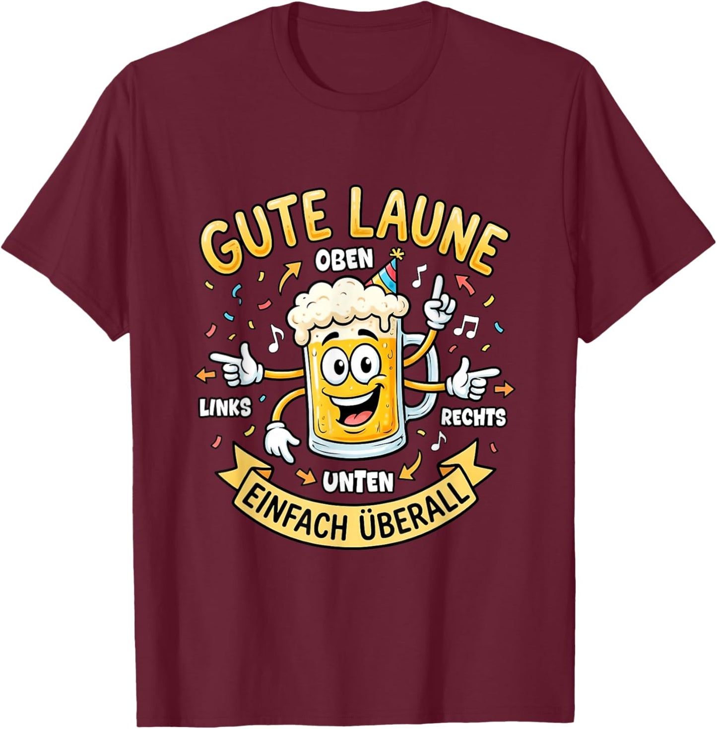Gute Laune – Top Bottom Left Right Carnival Fancy Dress T-Shirt - T-Shirt | Maroon