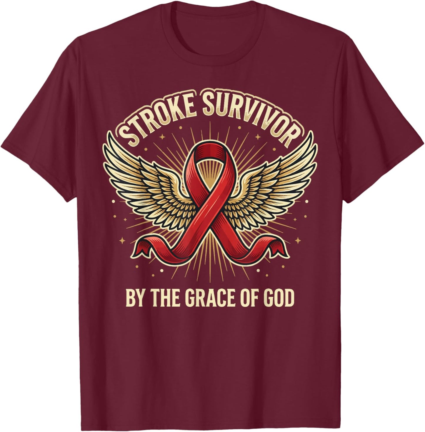 Stroke Survivor By The Grace of God T-Shirt - T-Shirt | Maroon