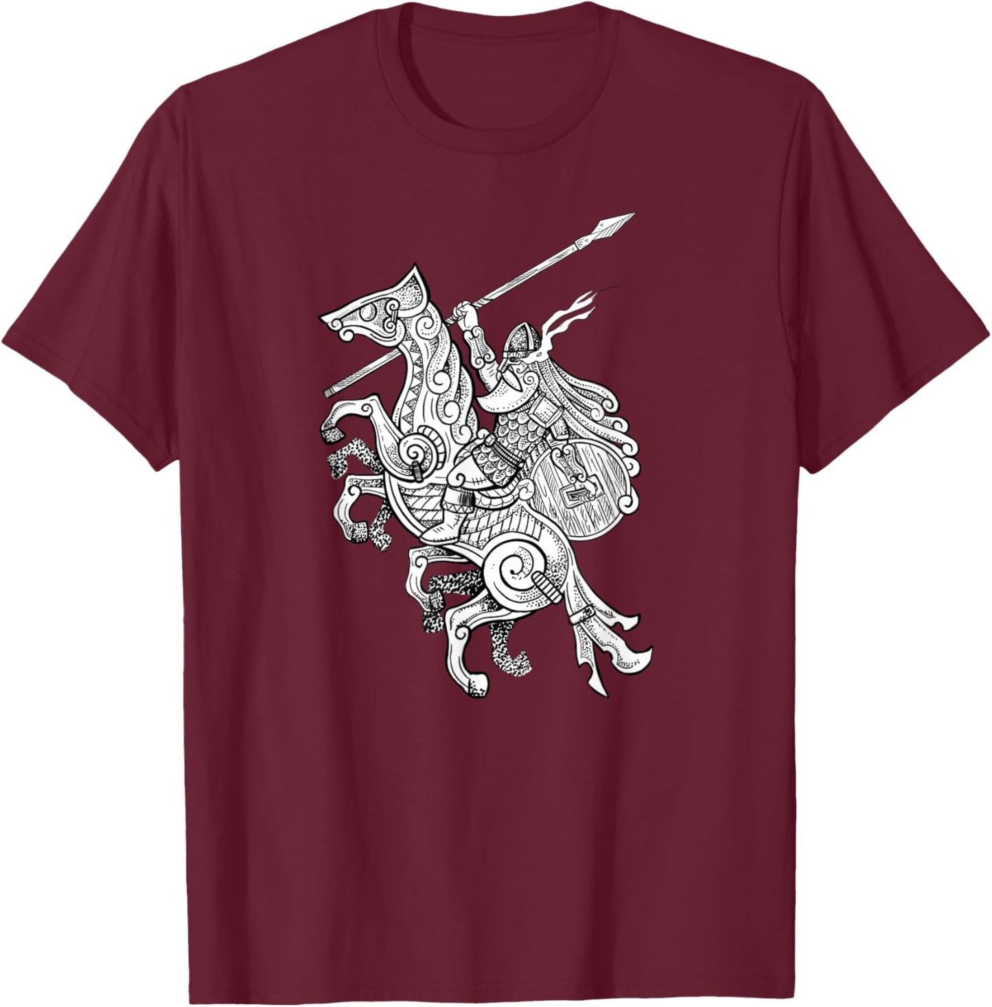 Odin on his horse shirt for vikings nordic style T-Shirt - T-Shirt | Maroon
