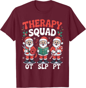 Christmas Squad SLP OT PT Santa Claus Occupational Therapy T-Shirt - T-Shirt | Maroon