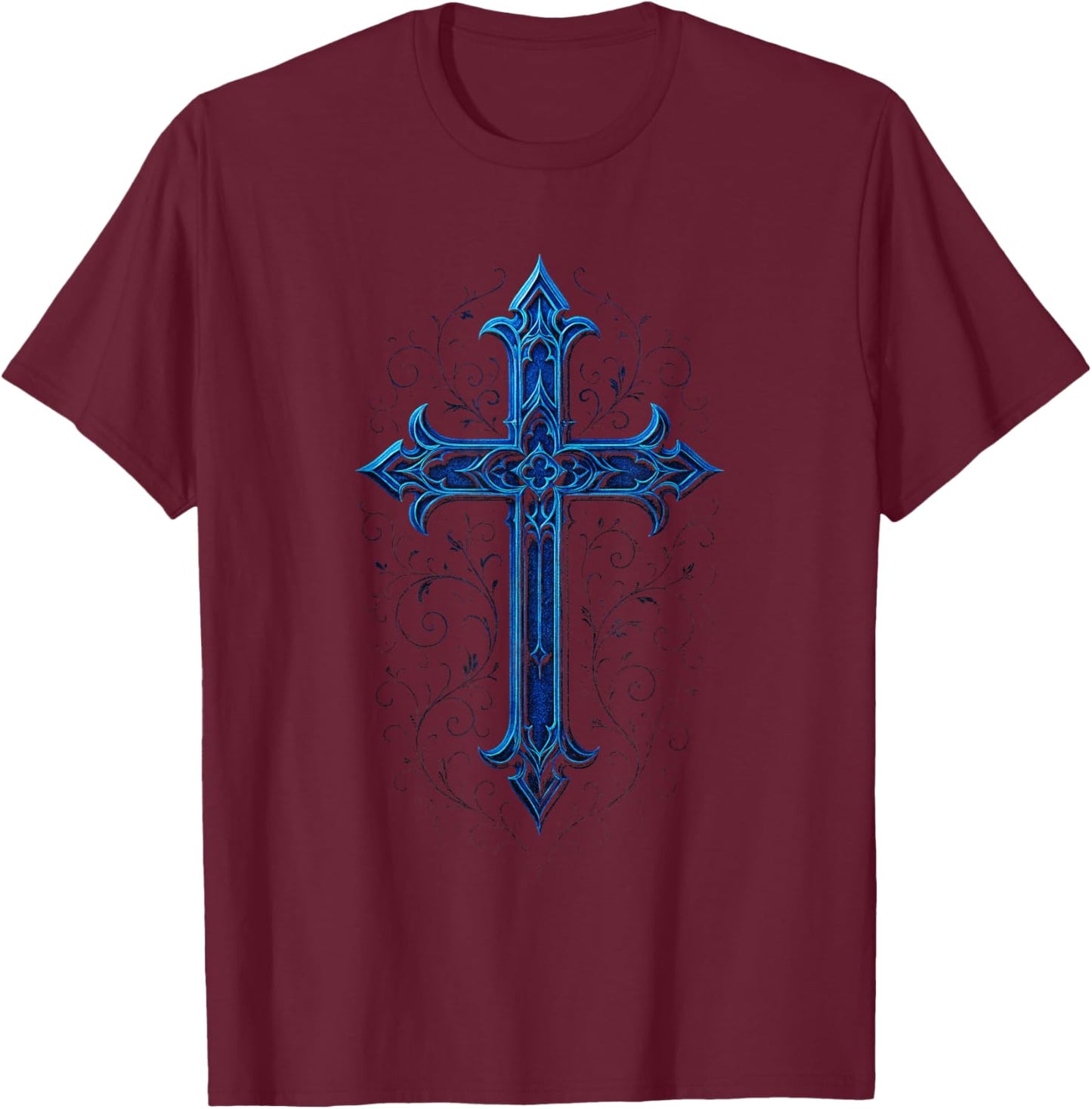 Cross - Gothic Grunge Y2K Emo Alt Style T-Shirt - T-Shirt | Maroon