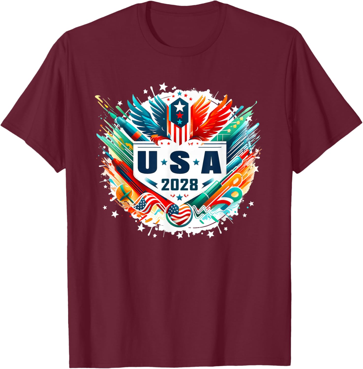 USA 2028 Go United States Sport USA Team 2028 USA T-Shirt - T-Shirt | Maroon