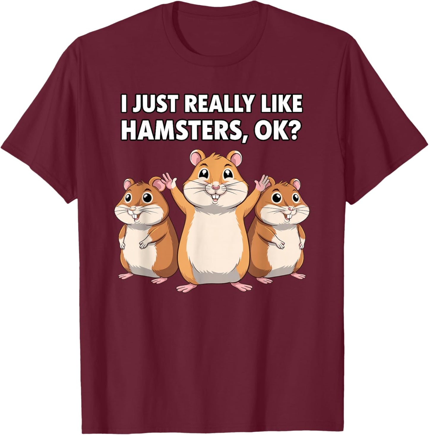 Cute Hamster Design Women Kids Dwarf Hamster Lovers T-Shirt - T-Shirt | Maroon