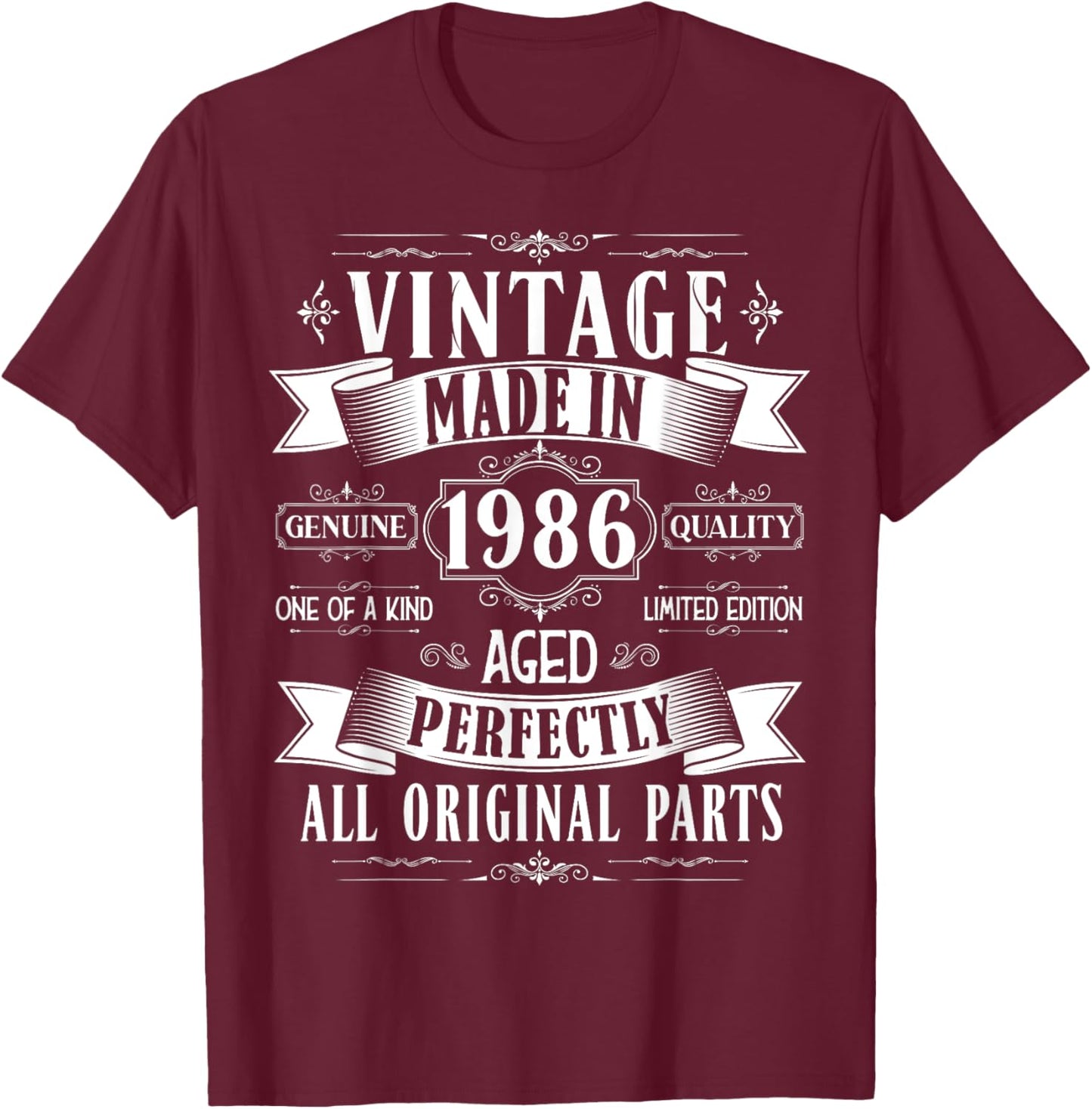 Vintage 39th birthday men Born 1986 39 years old Bday T-Shirt - T-Shirt | Maroon