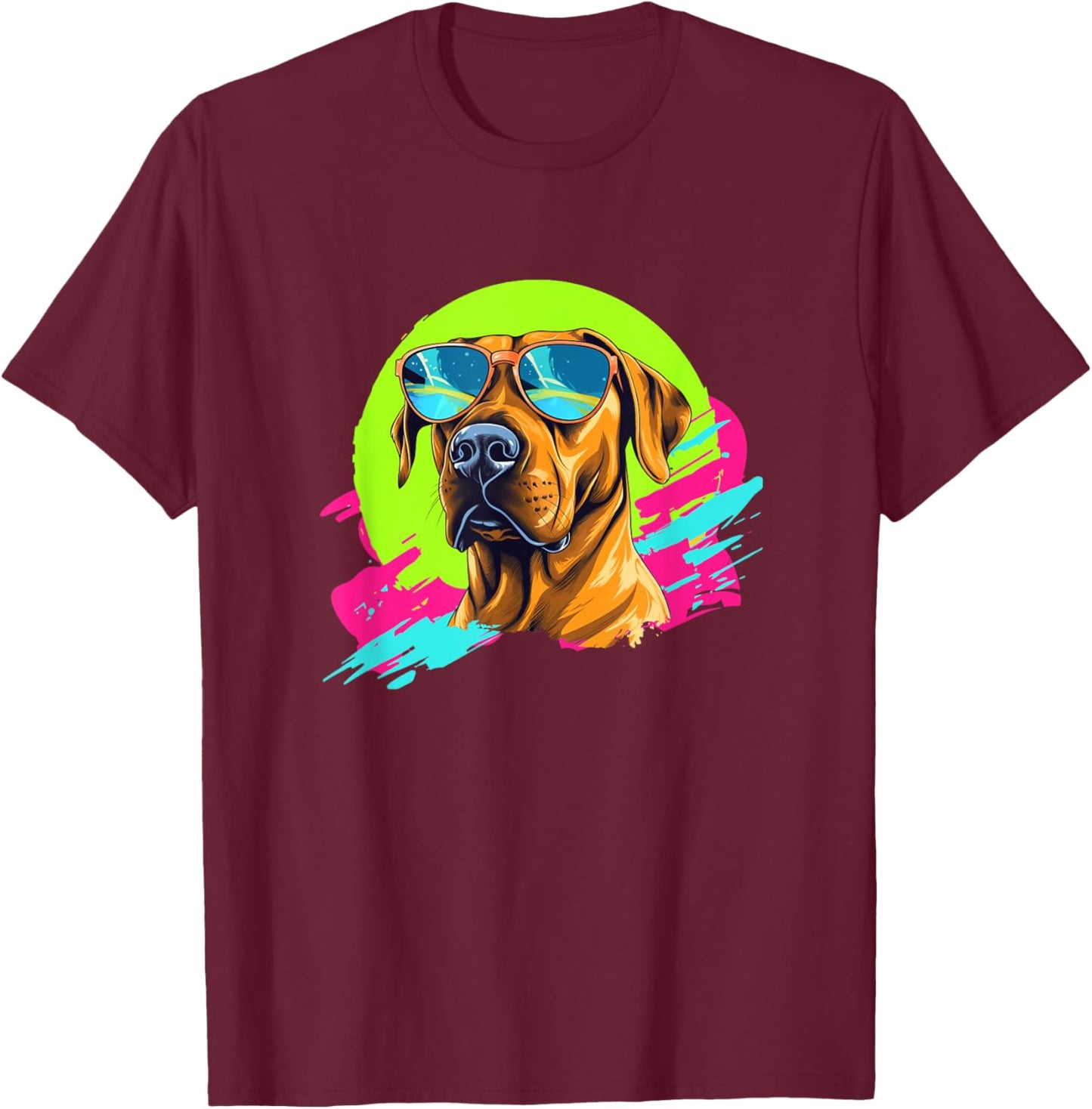 Funny Retro Vintage 80s Rhodesian Ridgeback Ridgie Lover T-Shirt - T-Shirt | Maroon