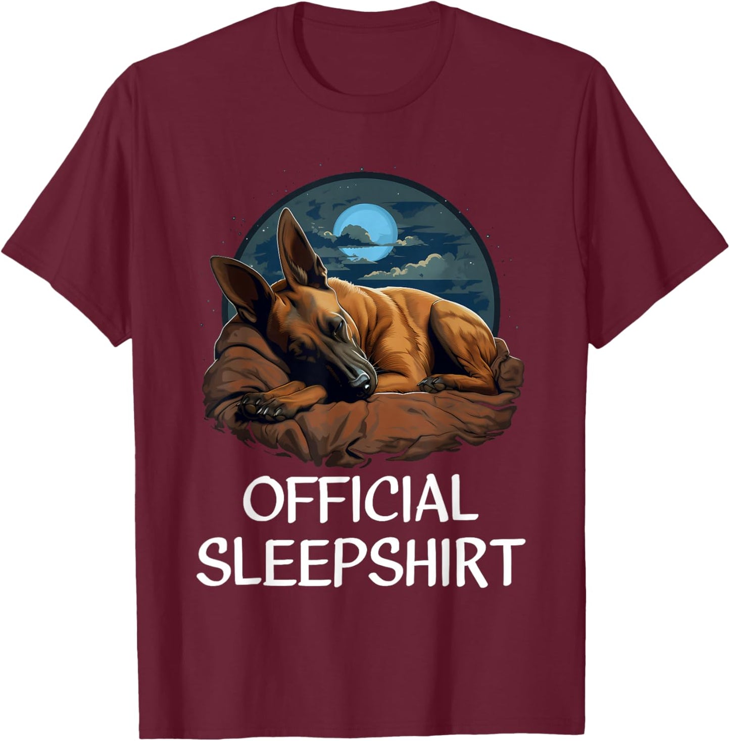 Belgian Malinois Official Sleepshirt - Dog Lover Nightwear T-Shirt - T-Shirt | Maroon