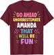 Amanda Personalized Women's Gift Custom Amanda T-Shirt - T-Shirt | Maroon