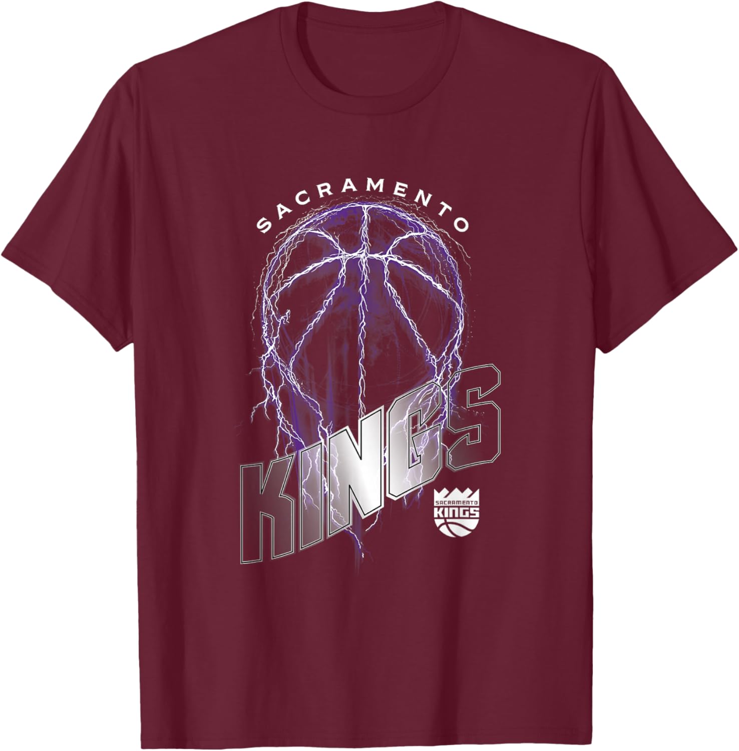 NBA Sacramento Kings Lightning Bolt Basketball Logo T-Shirt - T-Shirt | Maroon