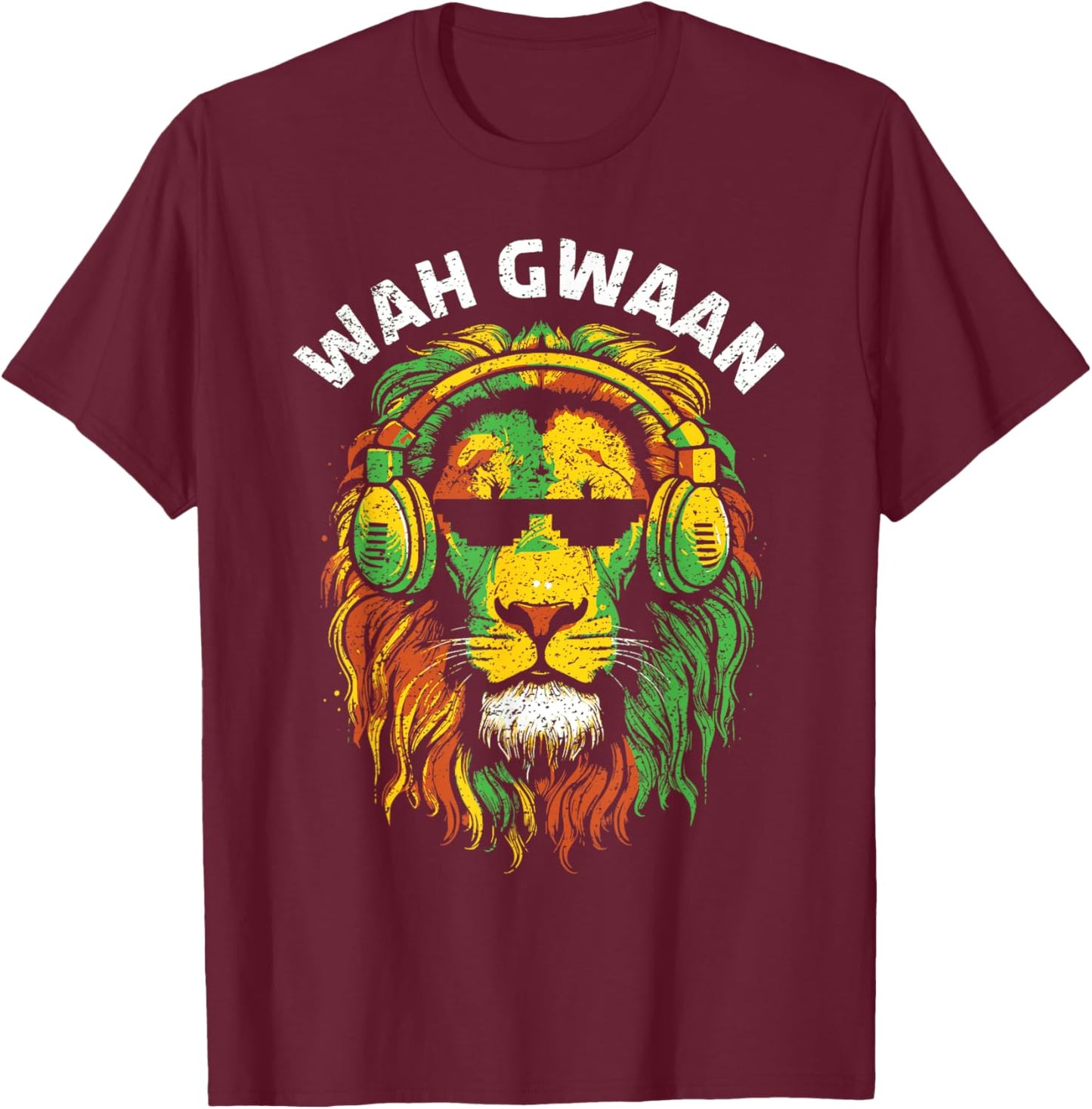 Wah Gwaan Jamaican Reggae Rasta Colors Funny Jamaica T-Shirt - T-Shirt | Maroon