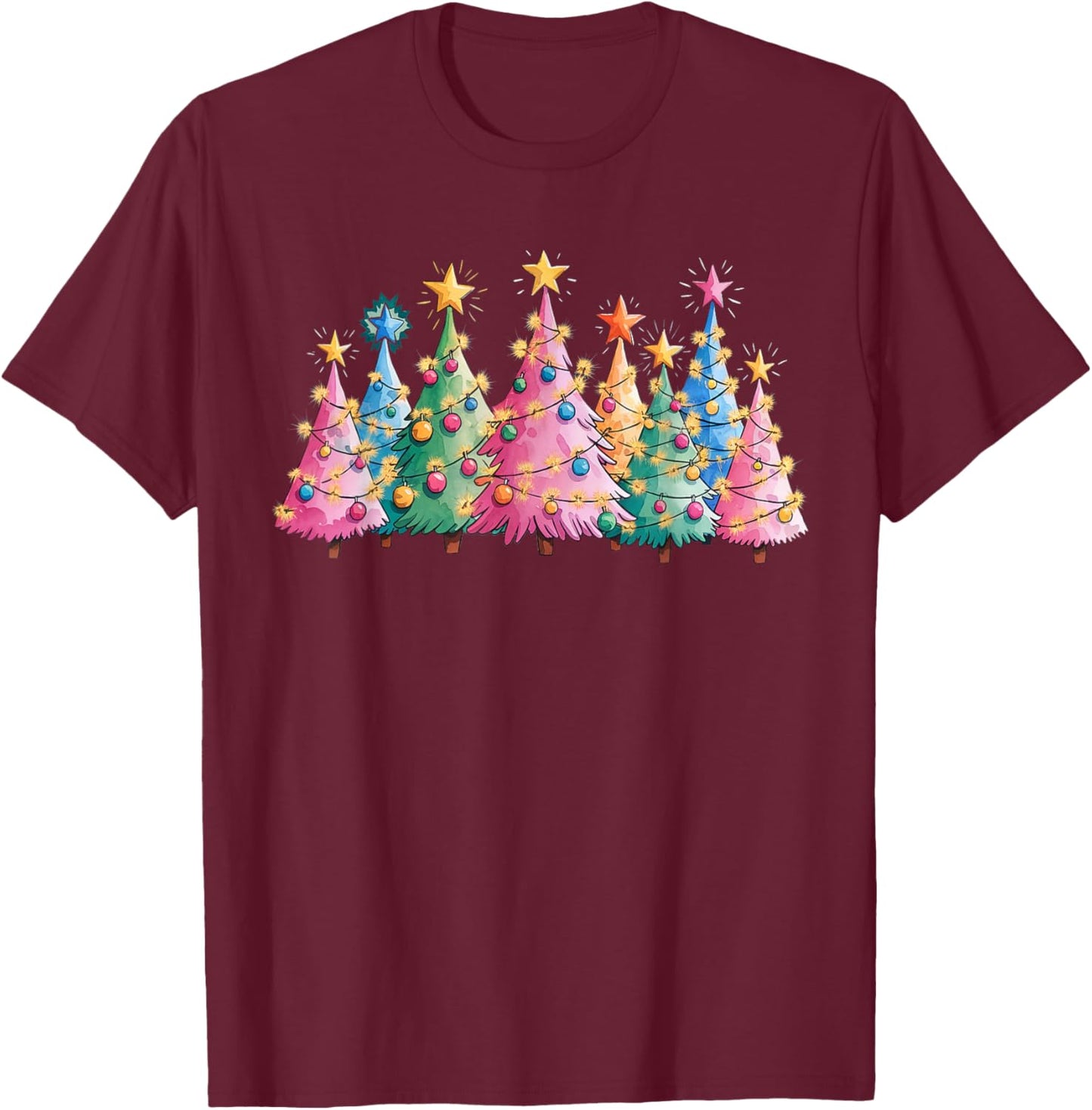 Merry Christmas Pink Christmas Tree, Pink Christmas Costume T-Shirt - T-Shirt | Maroon