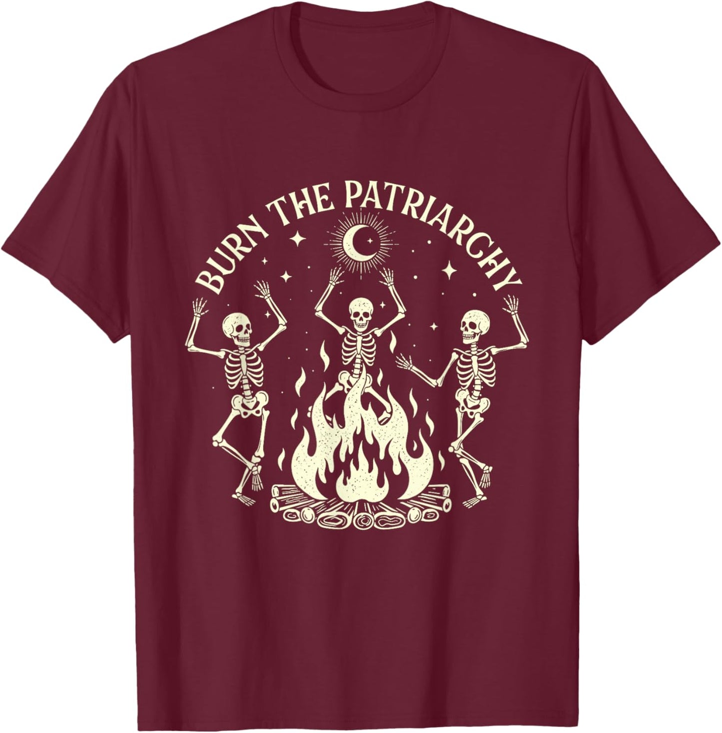 Burn The Patriarchy - Spooky Halloween Feminist Feminism T-Shirt - T-Shirt | Maroon