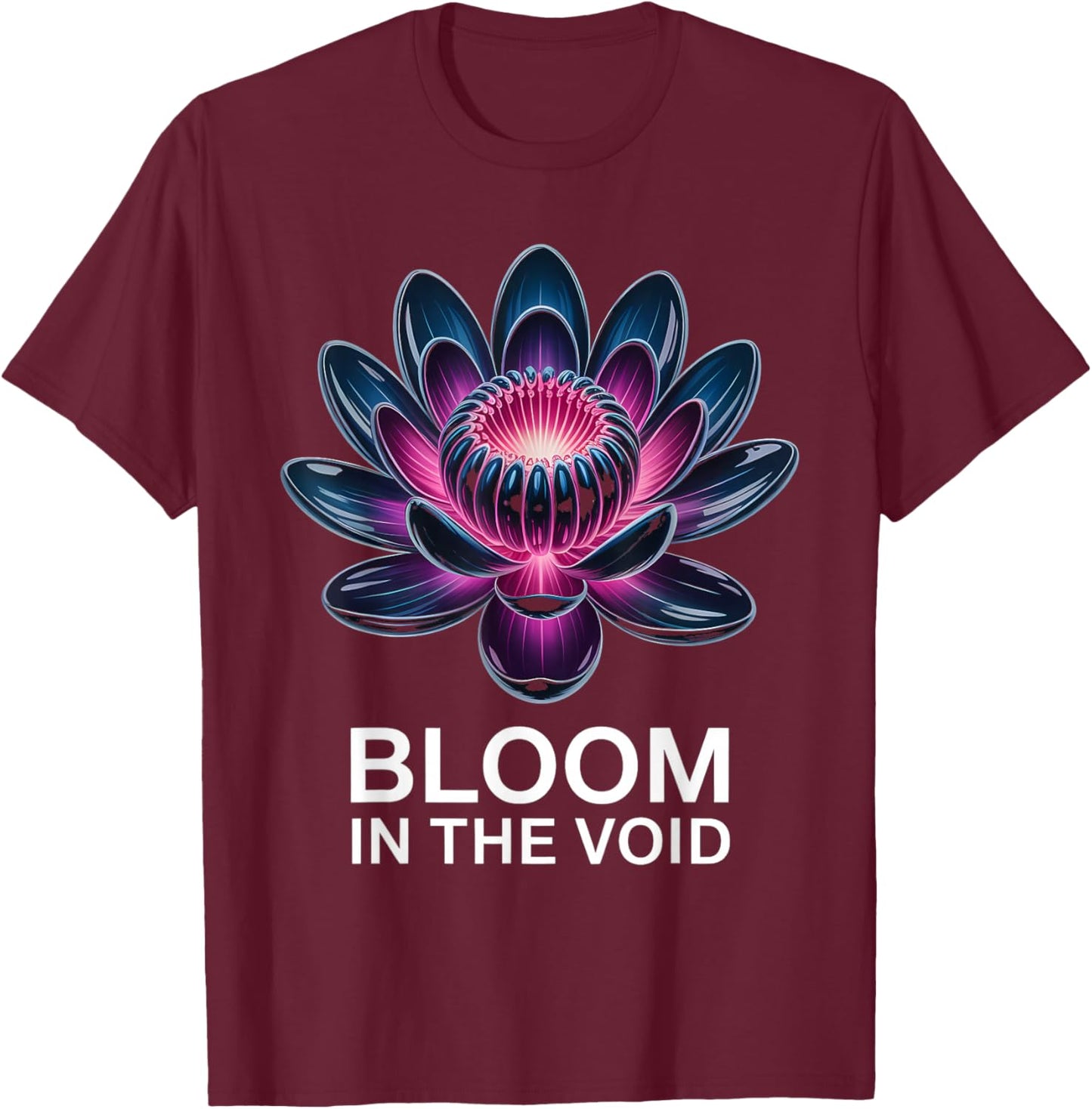 Bioluminescent Flower Space Noir Aesthetic T-Shirt - T-Shirt | Maroon