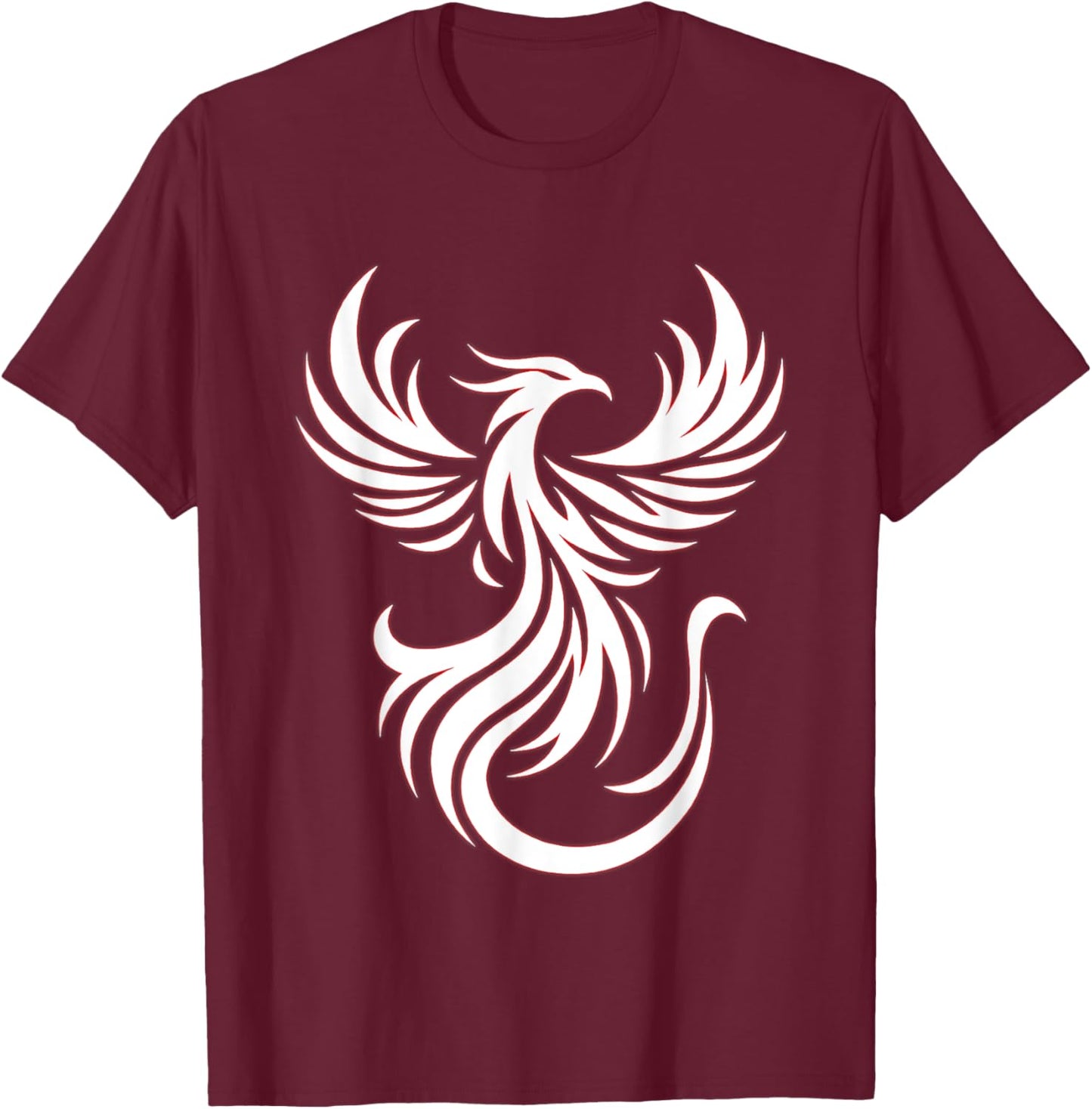 Classic Phoenix Bird Fantasy Phoenix Flame Artwork Firebird T-Shirt - T-Shirt | Maroon