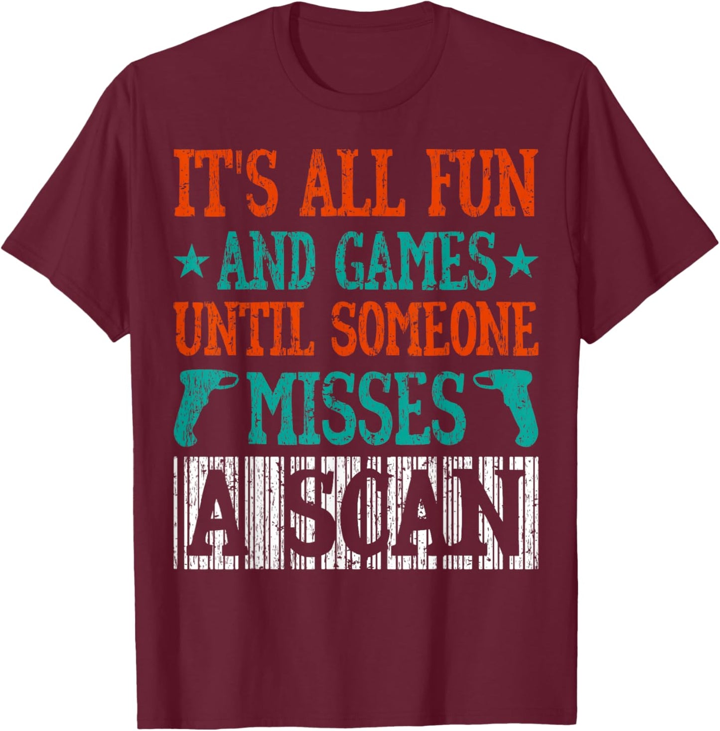 Funny Barcode Reader Postal Warehouse Associate Picker T-Shirt - T-Shirt | Maroon