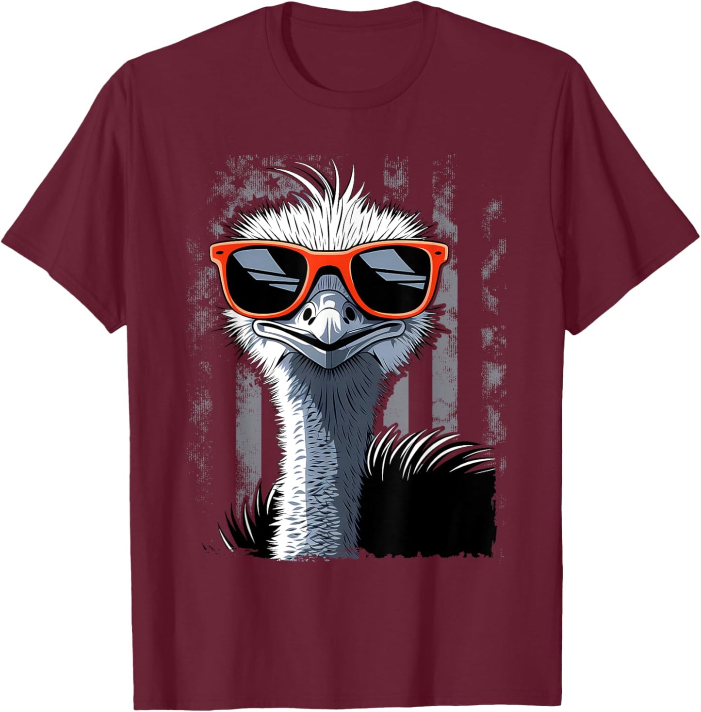 Cool Emu Bird Wearing Sunglasses Graphic Art T-Shirt - T-Shirt | Maroon