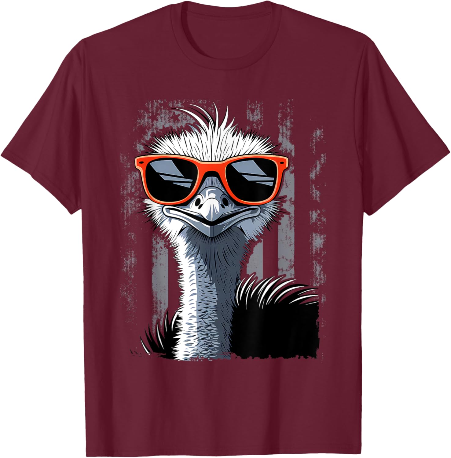 Cool Emu Bird Wearing Sunglasses Graphic Art T-Shirt - T-Shirt | Maroon