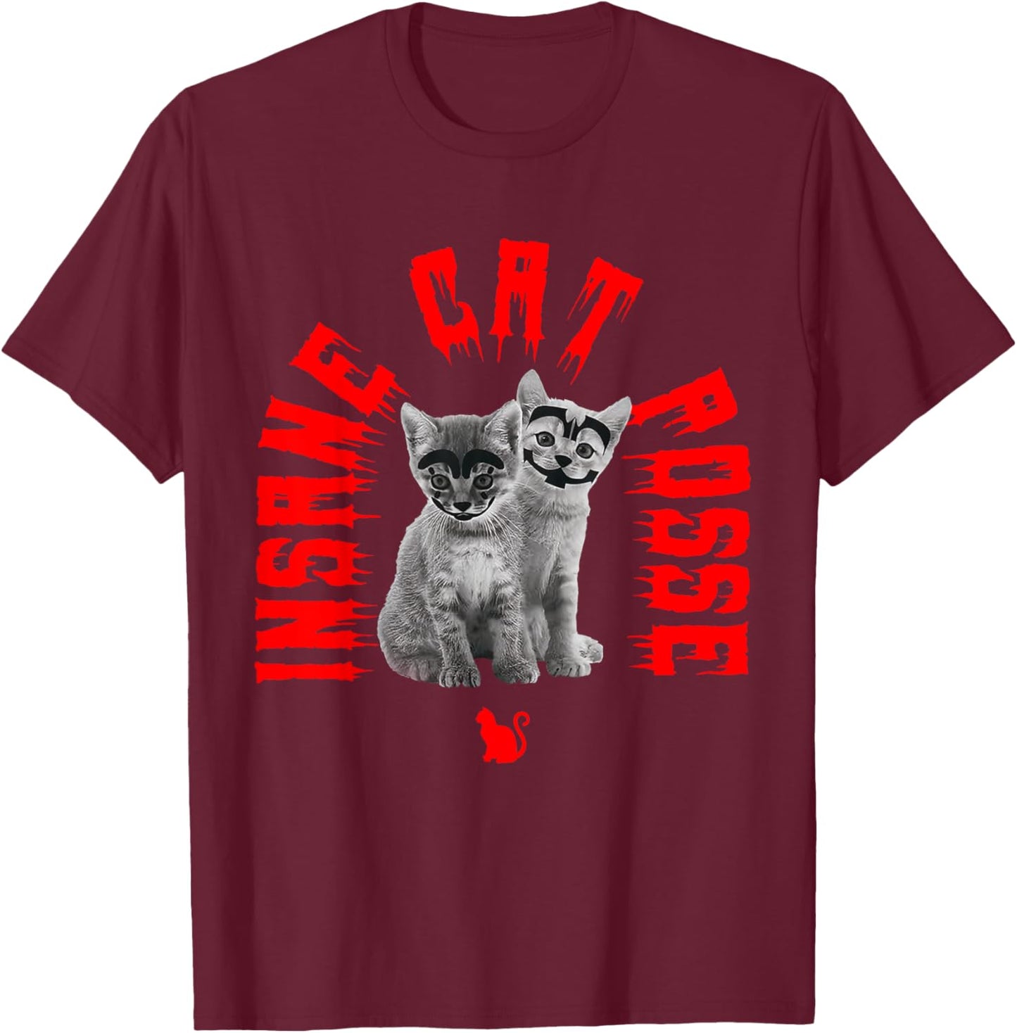 Insane Cat Posse Scary Cat Wear Horror Mask Spooky Women T-Shirt - T-Shirt | Maroon
