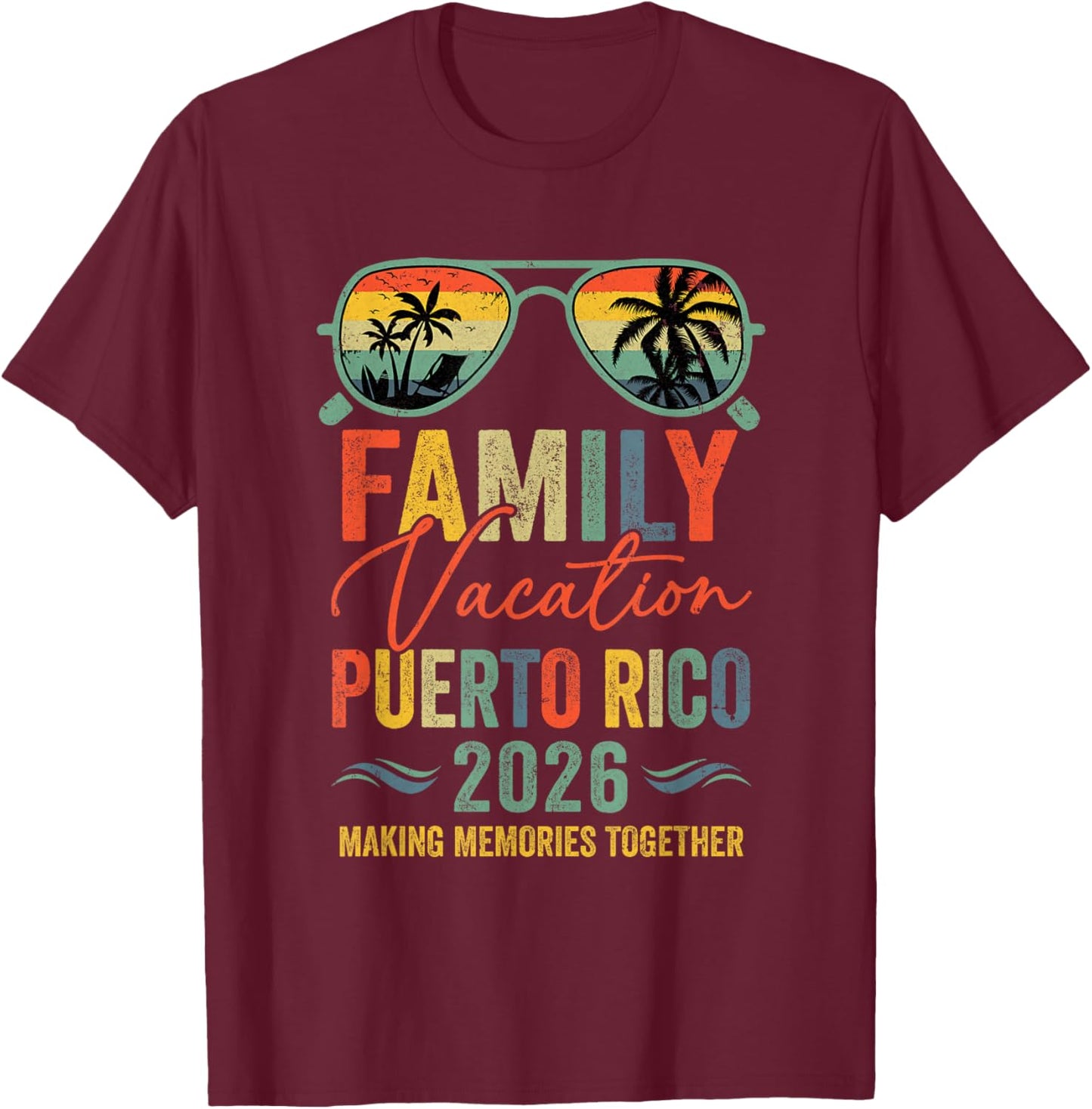 Puerto Rico Vacation 2026 Matching Family Group Summer T-Shirt - T-Shirt | Maroon