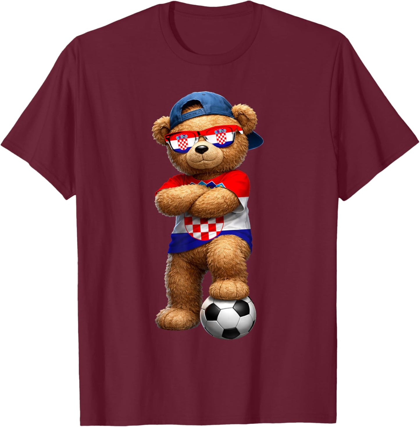 Croatian Flag Teddy Player Sports Outfit for Croatia T-Shirt - T-Shirt | Maroon