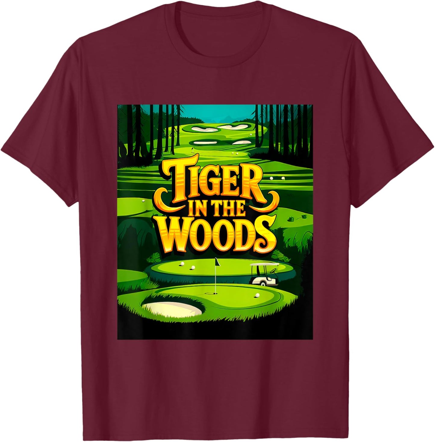 Tiger In The Woods #1 T-Shirt - T-Shirt | Maroon